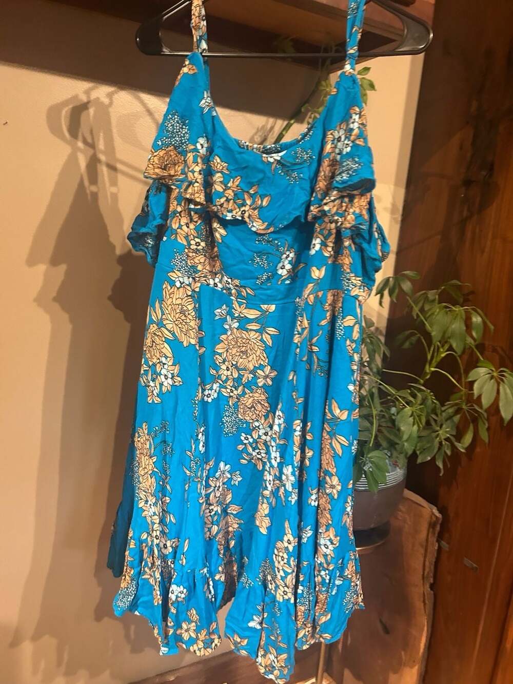 Torrid Blue Floral Cold Shoulder Dress